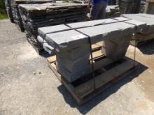 Fancy Rock Faced Bench with Rock Faced Support Blocks - 18'' x 60'' x 3'' T