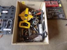 Large Box with Assorted Tools - Measuring Tape, Hex Sockets, Saws, Nut Driv