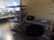 Heavy Duty 4 Tier 48'' x 24'' STorage Shelf and Matching 2 Tier, Plastic Sh