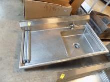 Stainless 4' Under Counter Dishwasher Table, Single Bay Sink, NO FAUCET INC
