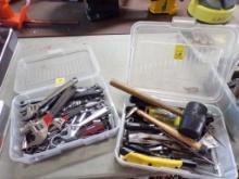 (2) Containers of Misc. Tools - Rubber Mallot, Adjustable Wrench,, Screwdri