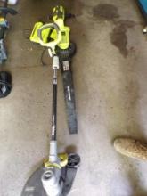 Ryobi 40 V Weed Eater/Edger and Blower, (1) Battery, (2) Chargers (Garage)