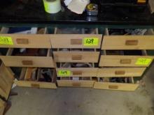 Contents of Bottom 12 Drawers - Sanding Blocks, Sanding Discs, Paint Brushe