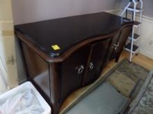 Mahogany Buffet Cabinet w/Black Granite Top - Very Nice Heavy Piece of Furn