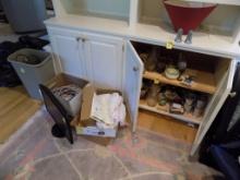 Contents of Lower Cabinets in Corner of Living Room - Decorations, Vases, F