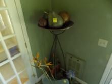 Decorations in Corner - 5' Tall Metal Fruit Bowl, Glass Flower Vase, Other