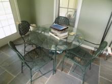 Glass 44'' Patio Table w/(4) Chairs (Sun Room)