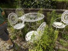 White Iron Patio Set - Table and (3) Chairs (Outside - Pool Area)