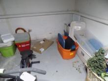 All Plastic Totes in Corner by Furnace, Basket of Decorations (North Side o