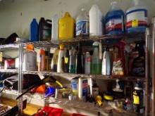 Contents of Wire Shelves MARKED B, C, and D - Washer Fluid, Car Cleaning So