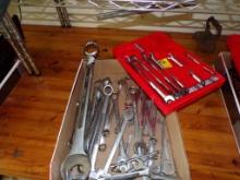 Box of Assorted Wrenches - Craftsman and Gear Wrench and Wrench Sorter