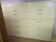 (2) 5 Drawer Lateral Filing Cabinets, 42'' x 18'' x 65''