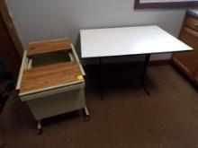 Rolling Metal 21'' x 27'' Cabinet with Slide Open Top and a 42'' x 30'' Woo