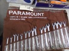 Paramount Combination Wrench Set. Metric, (16) Pcs., 6mm to 21mm