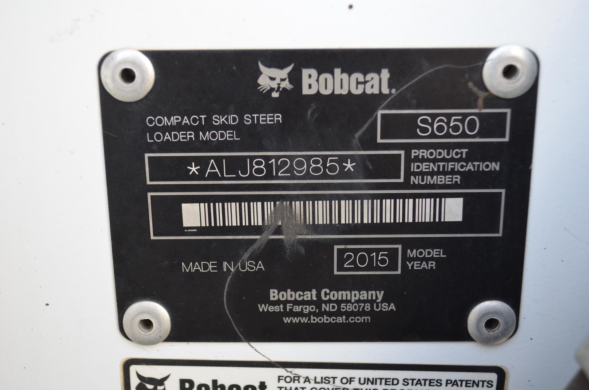 2015 Bobcat S 650 Skid Steer