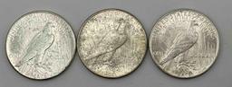 (3) Peace Silver Dollars: 1922S , 1923S, 1925- all with PVC. (3 total)