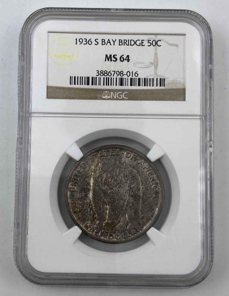 1936 US Bay Bridge Silver half dollar. NGC MS-64.