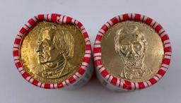 2010 bank wrapped Lincoln Presidential dollar roll. 2011 bank wrapped Andrew Johnson Presidential