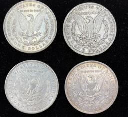 1878 7TF, 1887O, 1891, 1902 Silver Morgan dollars (4 coins total)