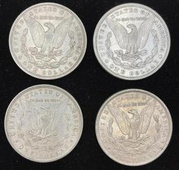 1883, 1885, 1886, 1889 Silver Morgan dollars (4 coins total)