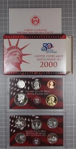 1999 & 2000 US Mint Silver Proof Sets (2 sets total).