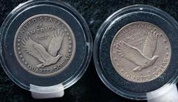 1917 Type 1 and 1925 Standing Liberty quarters (2 pcs).