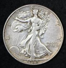 1938D Silver Walking Liberty half dollar.
