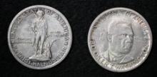 1925 Lexington Concord & 1946 Booker T. Washington Silver Classic Commemorative half dollars (2