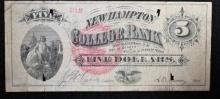 College Currency: New Hampton, NH College Bank, $5.00.