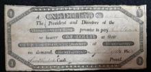 Vermont Obsolete Notes: 1807 Vermont State Bank, Burlington, $1.00.