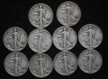 (5) 1941D- 1945D & (5) 1941S-1945S Silver Walking Liberty half dollars (10 pcs).