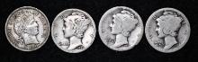1914D Barber Silver dime. 1916PS, 1917PDS-1919PD, 1920PD, 1923PS & 1926S Silver Mercury dimes (16