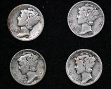 1921, 1925D, 1926DS, 1931DS, 1935DS, 1936DS, 1940 Silver Mercury dimes & 1951S Silver Roosevelt dime