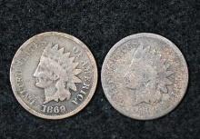 1868 & 1869 Indian Head cents (2 pcs).