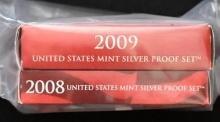 2008 & 2009 US Silver Proof Sets (2 sets).