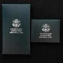 (2) 1991 US Korean War Silver dollars, Uncirculated & Proof (2 pcs).