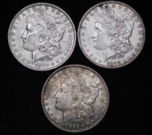 1883, 1883O & 1921 Silver Morgan Dollars (3 pcs).
