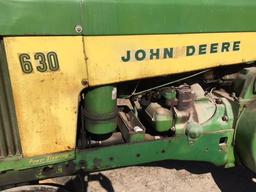 1959 John Deere 630 tractor S.#6311550 w/P.S. n. fr., flat top fenders.