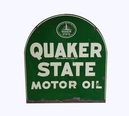 VINTAGE QUAKER STATE MOTOR OIL DOUBLE-SIDED TIN SIGN