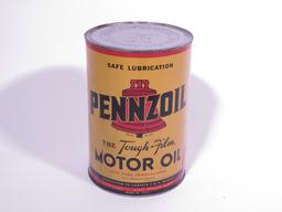 1940S PENNZOIL MOTOR OIL METAL TIN