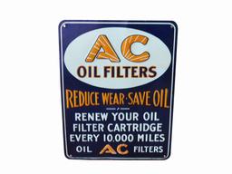 1948 AC OIL FILTERS EMBOSSED TIN SIGN