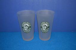 (7) WOOD CHUCK BEER GLASSES, CLEAR & FROSTED