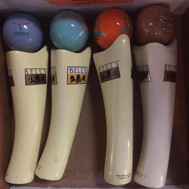 (4) BELL'S BREWERY TAP HANDLES WITH BOX OF