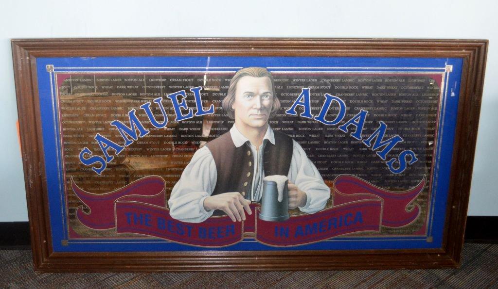 BACCO "SAMUEL ADAMS" BEER MIRRORED SIGN,
