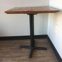 25" SQUARE SINGLE PEDESTAL TABLE, EPOXY WOOD TOP