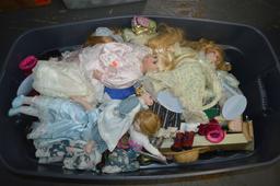 BIN FULL OF PORCELAIN DOLLS