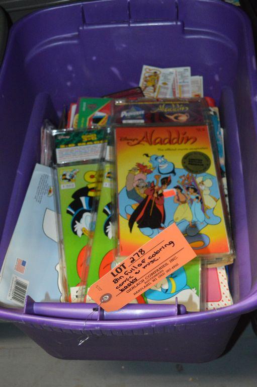 BIN FULL OF COLORING, COMIC AND MISC. BOOKS