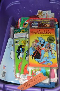BIN FULL OF COLORING, COMIC AND MISC. BOOKS