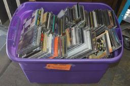 100'S OF MIXED MUSIC CD'S IN PURPLE BIN