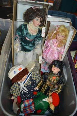 PORCELIAN DOLLS IN GRAY BIN